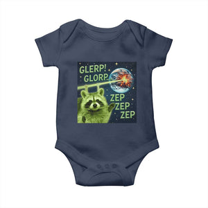 Funny Alien Raccoon Meme Baby Onesie Glerp Glorp Brainrot Stupid Gift TS10 Navy Print Your Wear