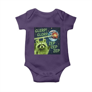 Funny Alien Raccoon Meme Baby Onesie Glerp Glorp Brainrot Stupid Gift TS10 Purple Print Your Wear