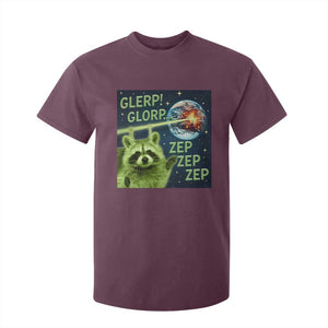 Funny Alien Raccoon Meme T Shirt For Kid Glerp Glorp Brainrot Stupid Gift TS10 Maroon Print Your Wear