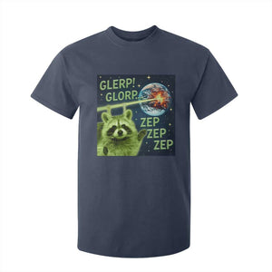 Funny Alien Raccoon Meme T Shirt For Kid Glerp Glorp Brainrot Stupid Gift TS10 Navy Print Your Wear