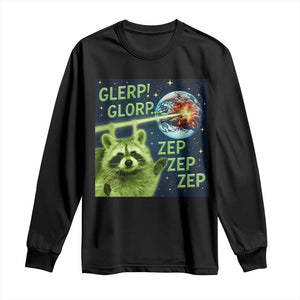 Funny Alien Raccoon Meme Long Sleeve Shirt Glerp Glorp Brainrot Stupid Gift TS10 Black Print Your Wear