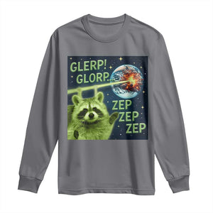 Funny Alien Raccoon Meme Long Sleeve Shirt Glerp Glorp Brainrot Stupid Gift TS10 Charcoal Print Your Wear