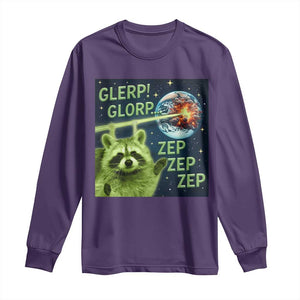 Funny Alien Raccoon Meme Long Sleeve Shirt Glerp Glorp Brainrot Stupid Gift TS10 Purple Print Your Wear