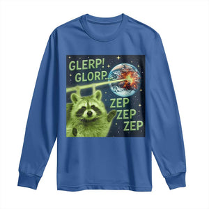 Funny Alien Raccoon Meme Long Sleeve Shirt Glerp Glorp Brainrot Stupid Gift TS10 Royal Blue Print Your Wear