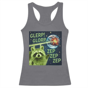Funny Alien Raccoon Meme Racerback Tank Top Glerp Glorp Brainrot Stupid Gift TS10 Charcoal Print Your Wear