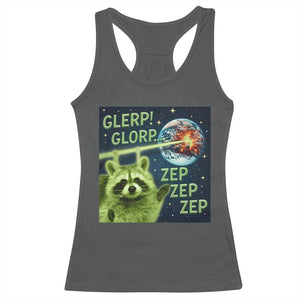 Funny Alien Raccoon Meme Racerback Tank Top Glerp Glorp Brainrot Stupid Gift TS10 Dark Heather Print Your Wear
