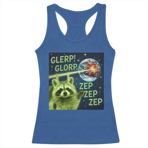 Funny Alien Raccoon Meme Racerback Tank Top Glerp Glorp Brainrot Stupid Gift TS10 Royal Blue Print Your Wear