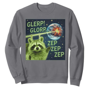 Funny Alien Raccoon Meme Sweatshirt Glerp Glorp Brainrot Stupid Gift TS10 Charcoal Print Your Wear