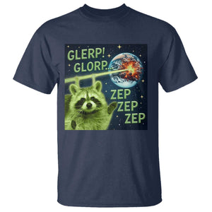 Funny Alien Raccoon Meme T Shirt Glerp Glorp Brainrot Stupid Gift TS10 Navy Print Your Wear