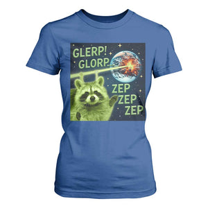 Funny Alien Raccoon Meme T Shirt For Women Glerp Glorp Brainrot Stupid Gift TS10 Royal Blue Print Your Wear
