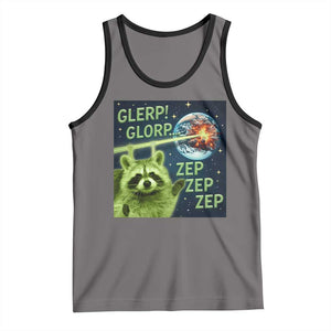 Funny Alien Raccoon Meme Tank Top Glerp Glorp Brainrot Stupid Gift TS10 Deep Heather Black Print Your Wear