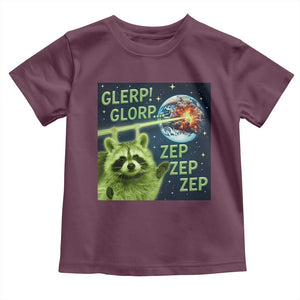 Funny Alien Raccoon Meme Toddler T Shirt Glerp Glorp Brainrot Stupid Gift TS10 Maroon Print Your Wear