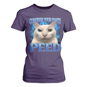 Meme Cat T Shirt For Women Funny Weird Humor Consider Your Pants Peed TS10 Purple Print Your Wear