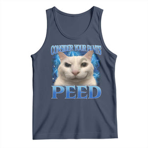 Meme Cat Tank Top Funny Weird Humor Consider Your Pants Peed TS10 Navy Print Your Wear