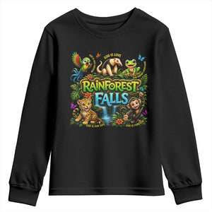 VBS 2026 Youth Sweatshirt Rainforest Falls Exploring The Nature of God VBS 2026 TS10 Black Print Your Wear