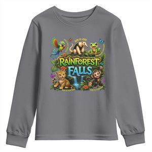 VBS 2026 Youth Sweatshirt Rainforest Falls Exploring The Nature of God VBS 2026 TS10 Charcoal Print Your Wear