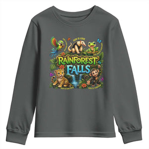 VBS 2026 Youth Sweatshirt Rainforest Falls Exploring The Nature of God VBS 2026 TS10 Dark Heather Print Your Wear