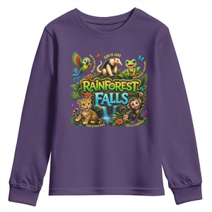 VBS 2026 Youth Sweatshirt Rainforest Falls Exploring The Nature of God VBS 2026 TS10 Purple Print Your Wear