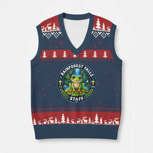 Rainforest Falls Staff V-Neck Knit Sweater Vest VBS 2026 Director Teacher TS10 Navy Red Print Your Wear