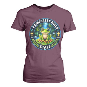 Rainforest Falls Staff T Shirt For Women VBS 2026 Director Teacher TS10 Maroon Print Your Wear