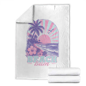 Beach Bum Throw Blanket Summer Vacation Beach Lover Surf Wave Vintage Tropical Sunset Aesthetic