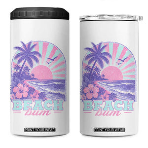 Beach Bum 4 in 1 Can Cooler Tumbler Summer Vacation Beach Lover Surf Wave Vintage Tropical Sunset Aesthetic