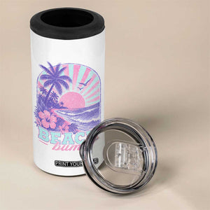 Beach Bum 4 in 1 Can Cooler Tumbler Summer Vacation Beach Lover Surf Wave Vintage Tropical Sunset Aesthetic