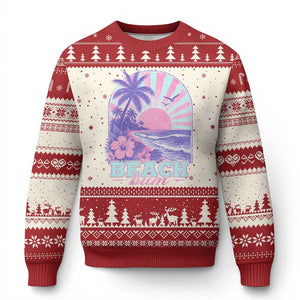 Beach Bum Ugly Christmas Sweater Summer Vacation Beach Lover Surf Wave Vintage Tropical Sunset Aesthetic