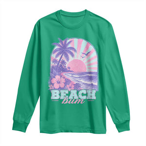 Beach Bum Long Sleeve Shirt Summer Vacation Beach Lover Surf Wave Vintage Tropical Sunset Aesthetic