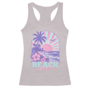 Beach Bum Racerback Tank Top Summer Vacation Beach Lover Surf Wave Vintage Tropical Sunset Aesthetic