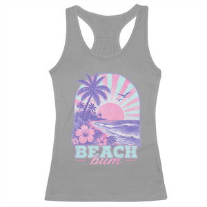 Beach Bum Racerback Tank Top Summer Vacation Beach Lover Surf Wave Vintage Tropical Sunset Aesthetic