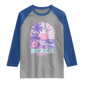 Beach Bum Raglan Shirt Summer Vacation Beach Lover Surf Wave Vintage Tropical Sunset Aesthetic