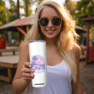Beach Bum Skinny Tumbler Summer Vacation Beach Lover Surf Wave Vintage Tropical Sunset Aesthetic