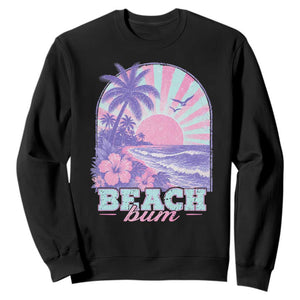 Beach Bum Sweatshirt Summer Vacation Beach Lover Surf Wave Vintage Tropical Sunset Aesthetic