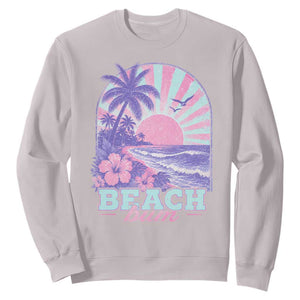 Beach Bum Sweatshirt Summer Vacation Beach Lover Surf Wave Vintage Tropical Sunset Aesthetic