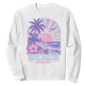 Beach Bum Sweatshirt Summer Vacation Beach Lover Surf Wave Vintage Tropical Sunset Aesthetic