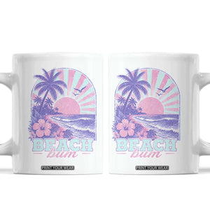 Beach Bum Coffee Mug Summer Vacation Beach Lover Surf Wave Vintage Tropical Sunset Aesthetic