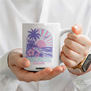 Beach Bum Coffee Mug Summer Vacation Beach Lover Surf Wave Vintage Tropical Sunset Aesthetic