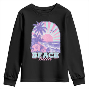 Beach Bum Youth Sweatshirt Summer Vacation Beach Lover Surf Wave Vintage Tropical Sunset Aesthetic
