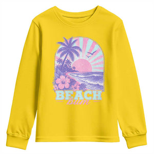 Beach Bum Youth Sweatshirt Summer Vacation Beach Lover Surf Wave Vintage Tropical Sunset Aesthetic