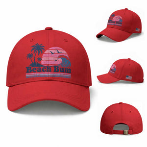 Beach Bum Baseball Cap Retro Summer Vacation Surf Wave Tropical Sunset Aesthetic TS10 Baseball Cap Universal Fit Red Print Your Wear