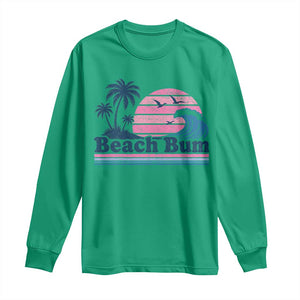 Beach Bum Long Sleeve Shirt Retro Summer Vacation Surf Wave Tropical Sunset Aesthetic TS10 Irish Green Print Your Wear