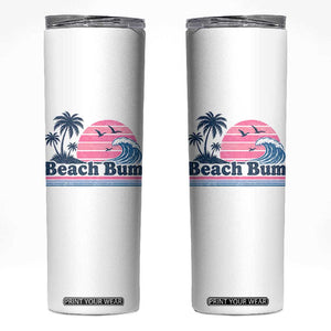Beach Bum Skinny Tumbler Retro Summer Vacation Surf Wave Tropical Sunset Aesthetic TS10 White Print Your Wear