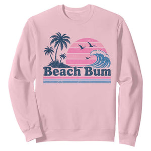 Beach Bum Sweatshirt Retro Summer Vacation Surf Wave Tropical Sunset Aesthetic TS10 Light Pink Print Your Wear