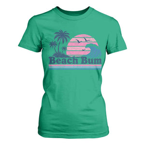 Beach Bum T Shirt For Women Retro Summer Vacation Surf Wave Tropical Sunset Aesthetic TS10 Irish Green Print Your Wear