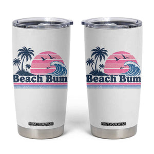 Beach Bum Tumbler Cup Retro Summer Vacation Surf Wave Tropical Sunset Aesthetic TS10 White Print Your Wear