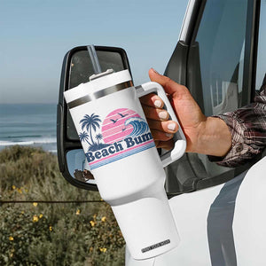 Beach Bum Tumbler With Handle Retro Summer Vacation Surf Wave Tropical Sunset Aesthetic TS10 Print Your Wear