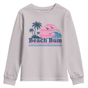 Beach Bum Youth Sweatshirt Retro Summer Vacation Surf Wave Tropical Sunset Aesthetic TS10 Ice Gray Print Your Wear