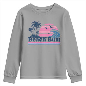 Beach Bum Youth Sweatshirt Retro Summer Vacation Surf Wave Tropical Sunset Aesthetic TS10 Sport Gray Print Your Wear
