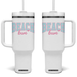 Beach Bum Tumbler With Handle Summer Vacation Beach Lovers TS10 One Size: 40 oz White Print Your Wear